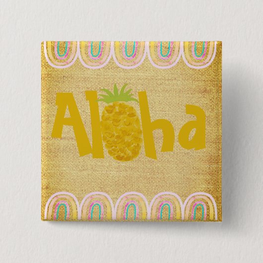 Rustic Aloha Pineapple Vierkante Button 5,1 Cm (Voorkant)