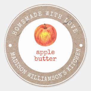 Rustic Ambachtelijk met Liefde Appelboter Etike Ronde Sticker