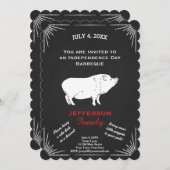 Rustic American 4 juli BBQ Party Piggy Kaart (Voorkant / Achterkant)