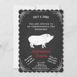 Rustic American 4 juli BBQ Party Piggy Kaart