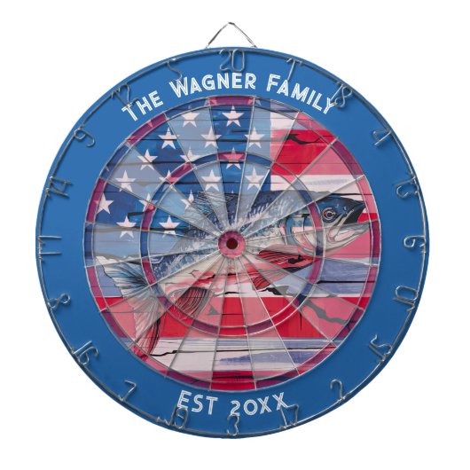 Rustic American Flag Bass Gevist Custom Dartboard Dartbord (Voorkant)