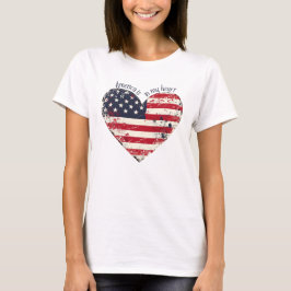 Rustic American Flag Heart-America ligt in mijn ha T-shirt