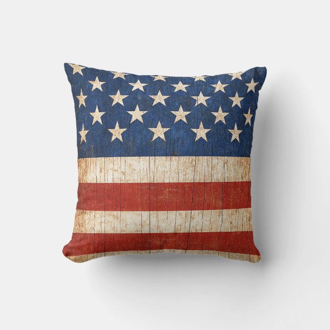 Rustic American Flag Sierkussen (Voorkant)