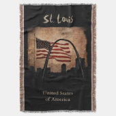 Rustic American Flag St. Louis Skyline Landmark Deken (Voorkant Verticaal)