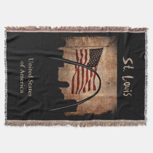 Rustic American Flag St. Louis Skyline Landmark Deken (Voorkant)