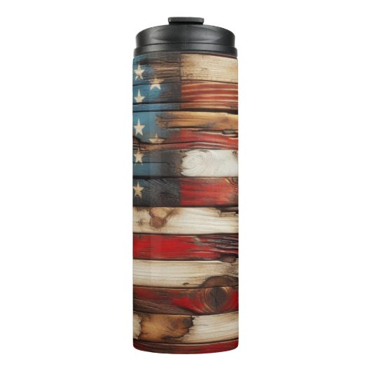 Rustic American  Flag Thermosbeker (Voorkant)