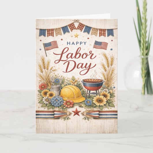 Rustic Americana Happy Labor Day Kaart (Voorkant)