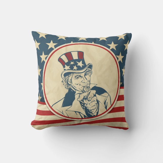 Rustic Americana Uncle Sam Patriotic Kussen (Voorkant)