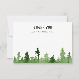 Rustic and Trendy Green Pine Trees Bedankkaart