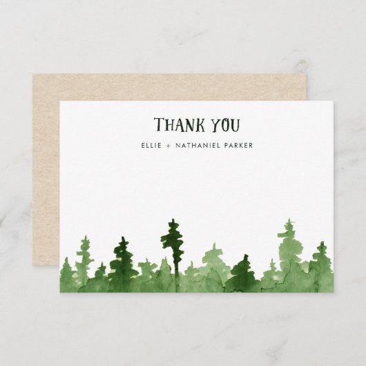 Rustic and Trendy Green Pine Trees Bedankkaart (Voorkant / Achterkant)