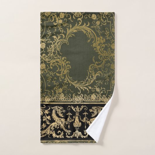 Rustic, antiek, gothic, golden brons, pattern, vi bad handdoek (Handdoek)