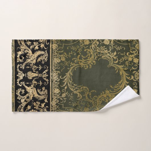Rustic, antiek, gothic, golden brons, pattern, vi bad handdoek (Handdoek)