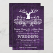 Rustic Antler, Deer Winter Woodland invitation de  (Devant / Derrière)