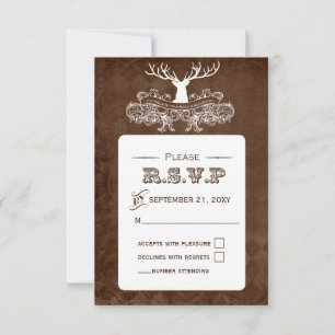 Rustic Antler, Deer Winter Woodland rsvp 3.5 x 5 Kaartje