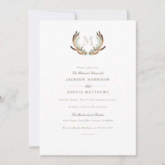 Rustic Antler et invitation de mariage initiale (Devant)