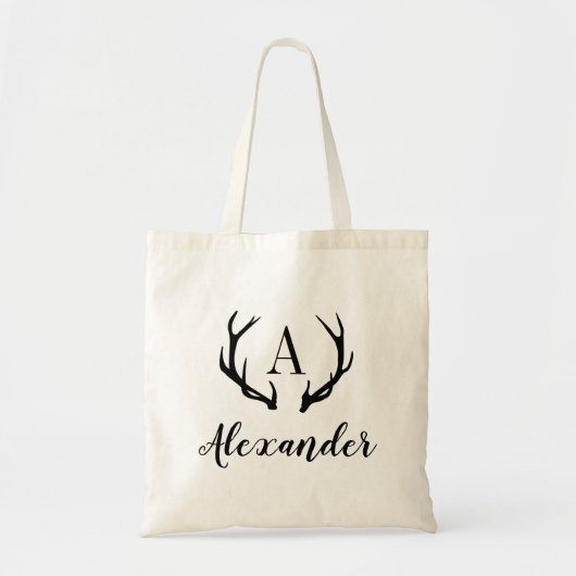 Rustic Antler Monogram Canvas tas (Voorkant)