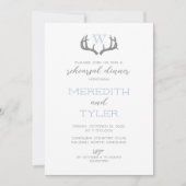 Rustic Antler Monogram Rehearsdîner Invitation (Devant)