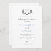 Rustic Antler Monogram Rehearsdîner Invitation (Devant / Derrière)
