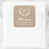 Rustic Antler Monogram Return Address Label (Tas)