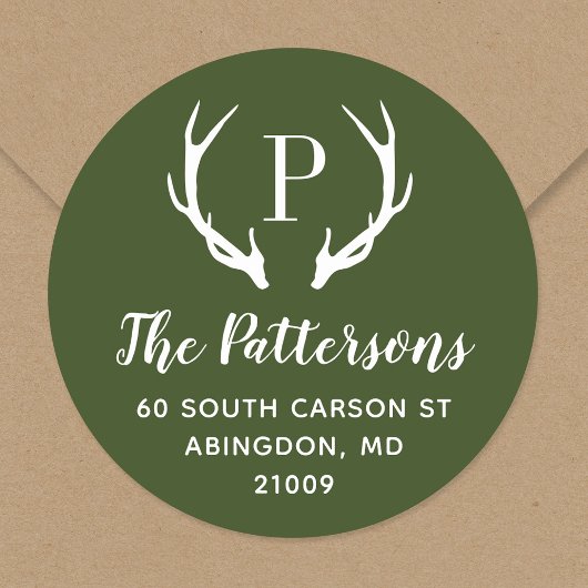 Rustic Antler Monogram Return Address Label
