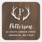 Rustic Antler Monogram Return Address Label (Voorkant)
