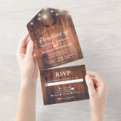 Rustic Antler String Lights Wedding Reception All In One Uitnodiging (Afscheurbaar)