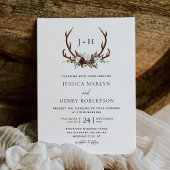 Rustic Antlers Bloemen Boho Huwelijk Kaart