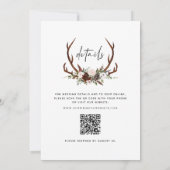 Rustic Antlers Bloemen Boho Huwelijk QR Code Kaart (Achterkant)