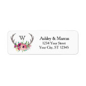Rustic Antlers Boho Floral Allure Etiket (Voorkant)