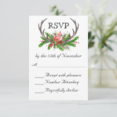 Rustic Antlers Boho Woodland Winter Wedding RSVP (Staand voorkant)