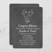 Rustic Antlers Chalk Engagement Party Invitation (Devant / Derrière)