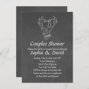 Rustic Antlers Chalk Engagement Party Invitation