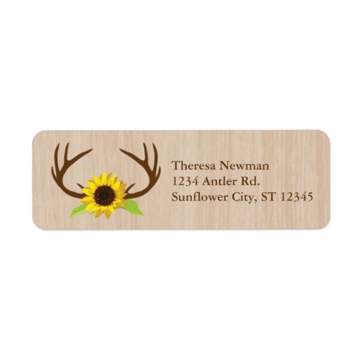 Rustic Antlers et Sunflowers Mariage Étiquette (Devant)