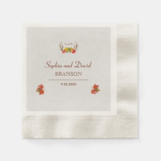 Rustic Antlers Fall Wedding Custom Monogram Servetten (Voorkant)