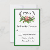 Rustic Antlers Green Edge Wedding RSVP (Devant)