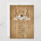 Rustic Antlers Hunt is over Boho Wedding Kaart (Voorkant)