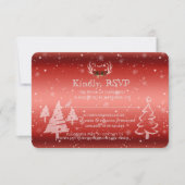 Rustic Antlers Mariage hiver RSVP Invitation (Devant)