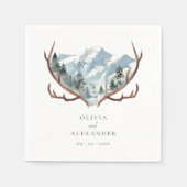 Rustic Antlers Mountain Boho Wedding Servet (Voorkant)