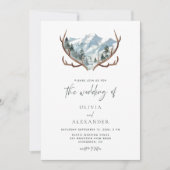 Rustic Antlers Mountain Wedding Kaart (Voorkant)