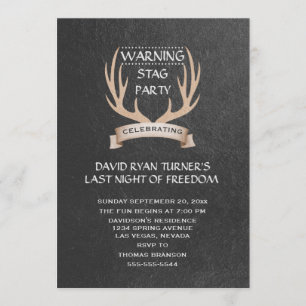 Rustic Antlers Ribbon Chalk Invitation de la parti