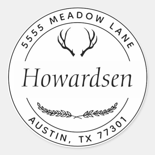 Rustic Antlers Ronde Sticker (Voorkant)