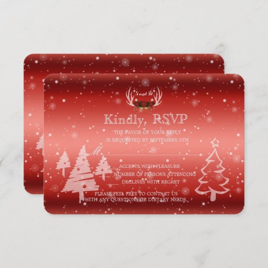 Rustic Antlers Winter Wedding RSVP Uitnodiging (Voorkant / Achterkant)