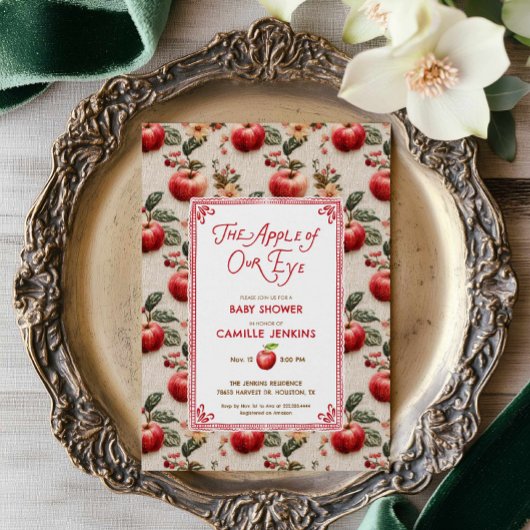 Rustic Apple of Our Eye Baby Shower Invitation