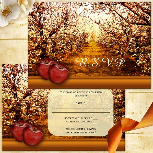 Rustic Apple Orchard Wedding Invitation RSVP