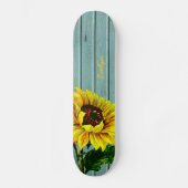 Rustic Aqua Boards Sunflower Custom Skateboard (Voorkant)