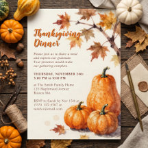 Rustic Aquarel Pompoenen Herfst Thanksgiving