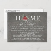 Rustic Aquarel Thuis voor de Feestdagen Open Huis Aankondigingskaart (Voorkant / Achterkant)