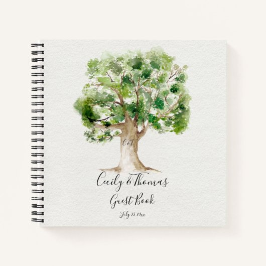 Rustic Arboretum Oak Tree Monogram gastenboek Notitieboek (Voorkant)