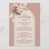 Rustic Arch Pastel Pink Pampas Floral Wedding Menu (Devant)