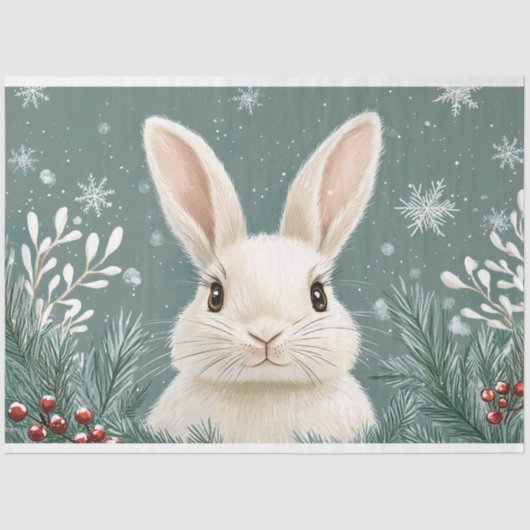 Rustic Arctic Rabbit Winter Illustratie Decoupage Tissuepapier (Voorkant)